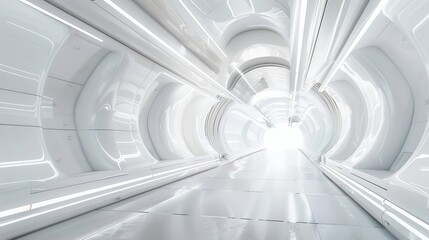 Obraz premium Minimalist White Futuristic Background with Soft Glowing Light, Abstract Technological Design