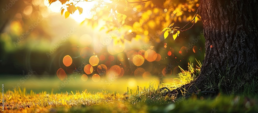 Poster Nature provides an orange bokeh background with copy space under a tree