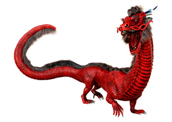 Fototapeta premium 3D Rendering Eastern Dragon on White