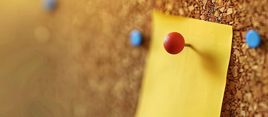 Copy space image of a work policy on yellow note paper pinned to a cork board