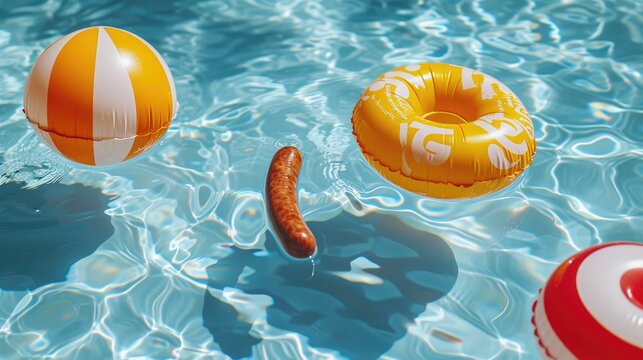 Fun-Filled Pool with Sausages and Beach Balls
