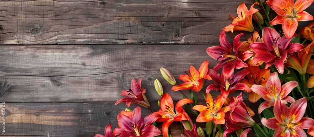 Leinwandbilder celebrate spring and mother s day with an eye catching display of vibrant lilies against a rustic wo