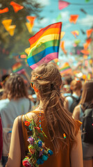 Obraz premium A woman enjoying a fun summer day at LGBTIQ Festivals