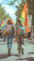 Fototapeta premium A woman in a vibrant costume enjoying a fun summer day at LGBTIQ Festivals