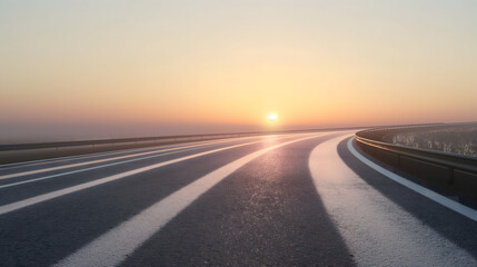 Naklejka premium Open Road in a Vast Desert Landscape - Journey and Exploration Concept