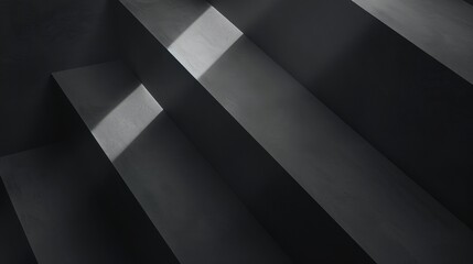 Light shining through a window casts streaks on a set of stairs