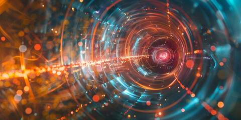 "Digital Tunnel with Lights - Futuristic Technology Concept | High-Tech Vortex - Advanced Digital Innovation"

