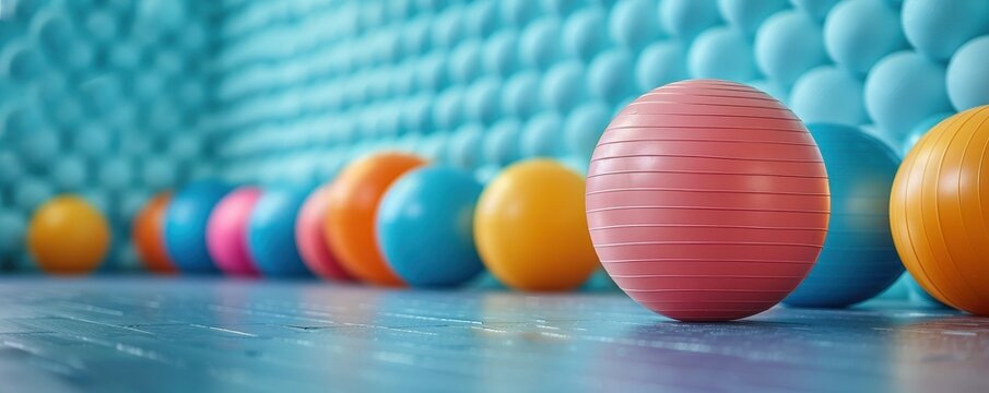 A vibrant image of a fitness studio setup placed on an SEO-optimized background style with a high rank use for generating stunning images