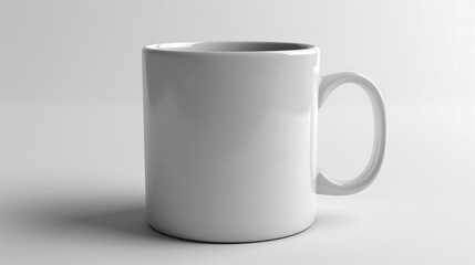 Fototapeta premium Minimalist White Coffee Mug on a Pure White Background