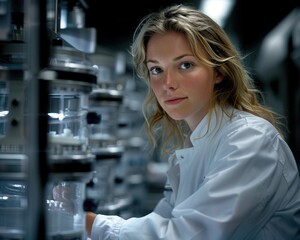Dairy Laboratory Technician Conducting Microbiological Tests on Milk Samples
