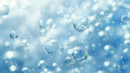 Background in a soft shade of blue with delicate bubbles. Their delicacy and free movements add lightness and joy to the image.