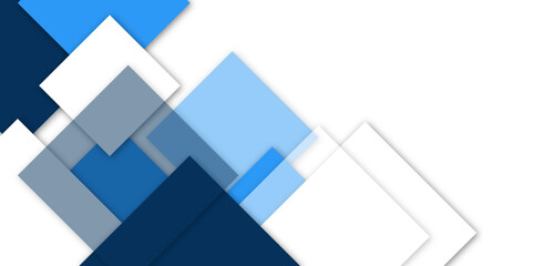 White and blue color square pattern on banner design. Modern and minimal concept white and blue abstract geometric background. Vector abstract elegant with copy space template design.
