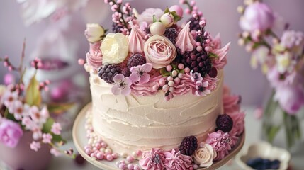 Fototapeta premium Decadent cake, sweet indulgence. Generative AI