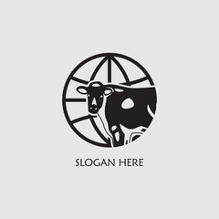 World cows logo icon vector graphic illustration on background