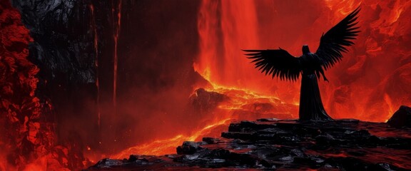 Abstract background and wallpaper lone figure black wings