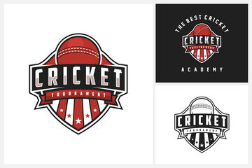 Cricket sport logo design template, cricket team emblem collection, cricket tournament badge logo design vector illustration