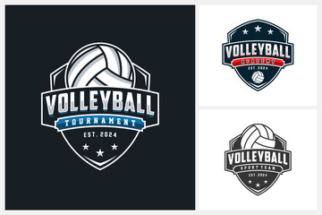 Volleyball logo design template, volleyball team emblem collection, volleyball tournament logo design vector illustration