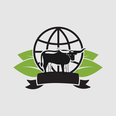 World cows logo icon vector graphic illustration on background