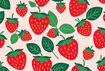 Modern Flat Style Strawberry Wallpaper Pattern: Vector Graphic Design