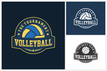 Volleyball logo design template, volleyball team emblem collection, volleyball tournament logo design vector illustration