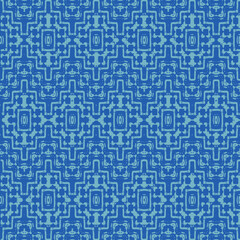 Blue and white watercolor ornament painted with watercolor on paper.