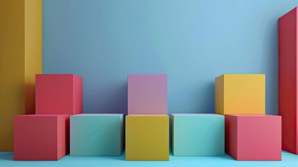 Obraz premium A row of colorful boxes are stacked on top of each other