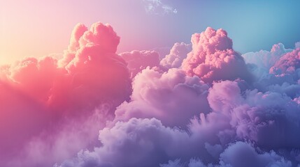 Fototapeta premium The sky is filled with fluffy pink clouds