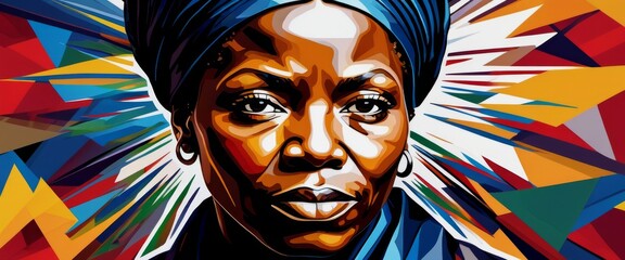 Abstract background and wallpaper portrait Harriet Tubman compos