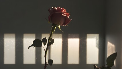  rose with sunlight falling on it, in a natural light
