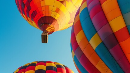 Obraz premium Several vibrant hot air balloons against a clear blue sky
