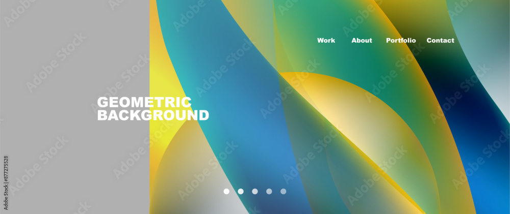 Poster Bright multicolored geometric abstract shapes. Minimal trendy simplicity concept. Modern overlapping forms