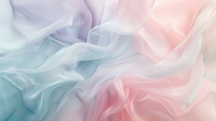 Obraz premium Soft, sheer fabric in blue and pink hues is draped in gentle waves