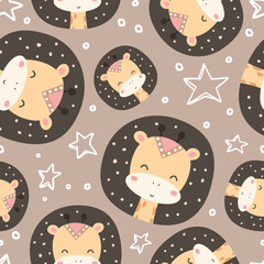 Cute baby animals seamless pattern