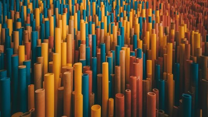 Fototapeta premium A large group of tubes are arranged in a pattern, AI