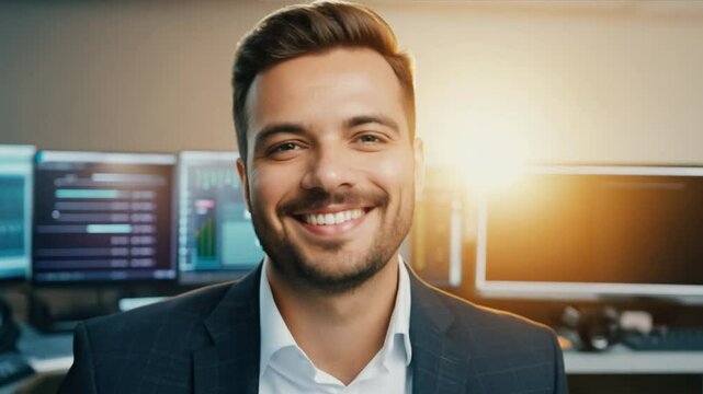 Portrait of a happy programmer or engineer