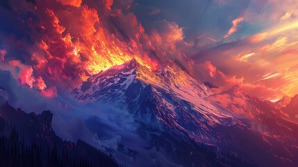sunset in the mountains