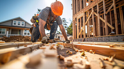 Construction Worker Building House