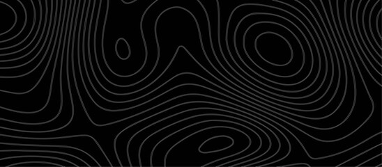 Fototapeta premium Abstract black background paper cut style with white wave curve line Luxury concept. Panorama view topography map contour background. Vector illustration. Line topography map contour background.