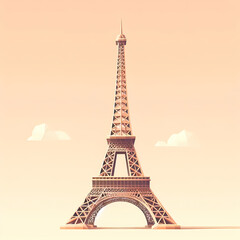 geometric vector representation eiffel tower using basic shapes soft colors