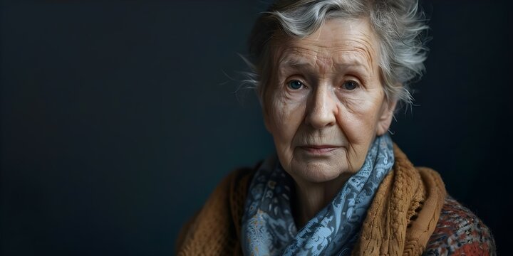 Portrait of mother with wise loving gaze and careworn face. Concept Family Portraits, Motherhood Photography, Emotional Moments