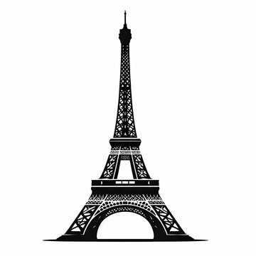 recommend clip art: simple silhouette eiffel tower black white background