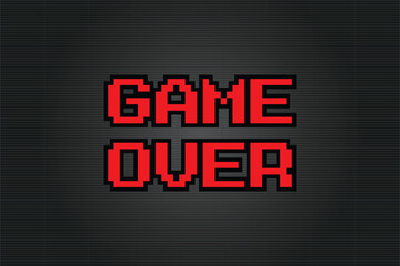 GAME OVER .pixel art .8 bit game. retro game. for game assets in vector illustrations.