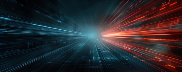 Obraz premium Countdown to launch with digital interface, Scifi, Electric blue and red, Digital painting, Project kickoff excitement