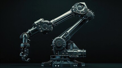 Conceptual model of an advanced industrial robot against black backdrop