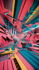 Striking Symmetry 3D Memphis Artwork with Bold Lines