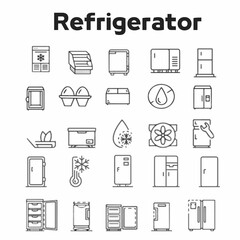 Fridge icons set. Outline set of fridge vector icons for web design isolated on white background