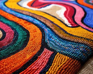 Obraz premium African beadwork interwoven with Scandinavian minimalist design, resulting in a vibrant, chaotic harmony