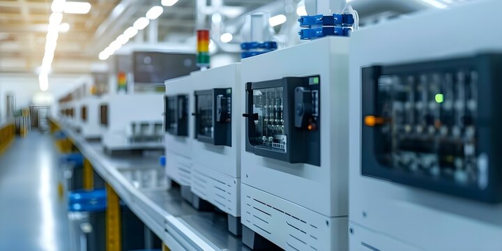 Equipment in lithium battery manufacturing facility includes electrode coating machines and testing equipment. Concept Equipment, Lithium Battery, Manufacturing Facility, Electrode Coating Machines