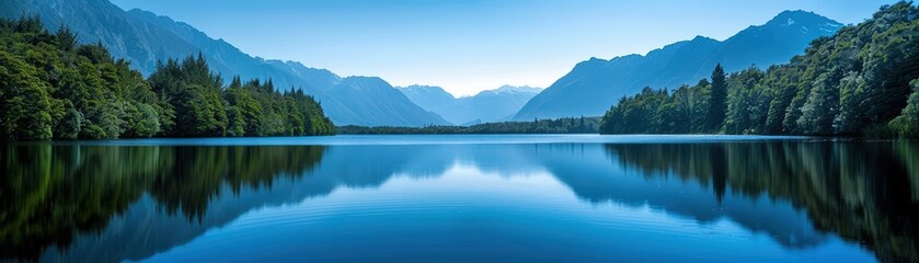 Fototapeta premium Serene Lake Matheson mirror reflection, New Zealand