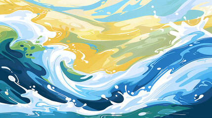 brown sea waves in flat cartoon style